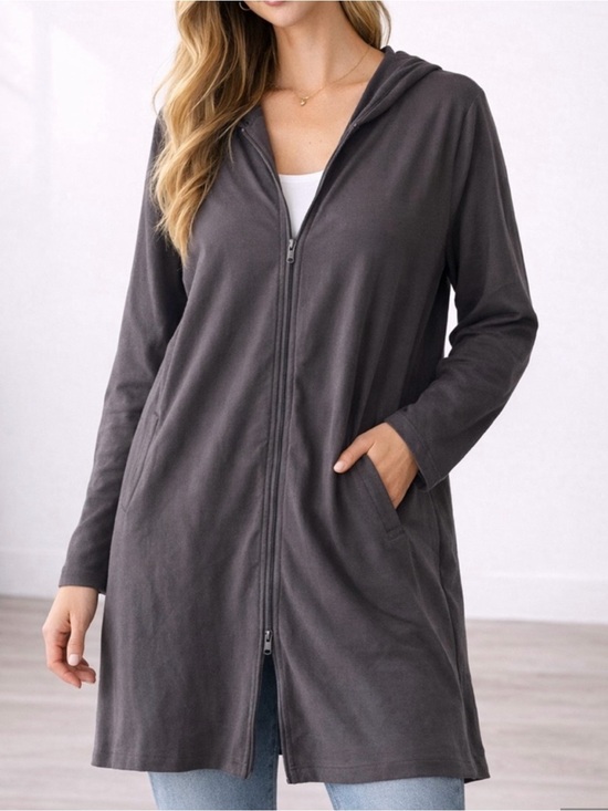 Eileen Fisher Sweaters - Eileen Fisher Full Zip Hooded Lightweight Ling Cardigan Size Large